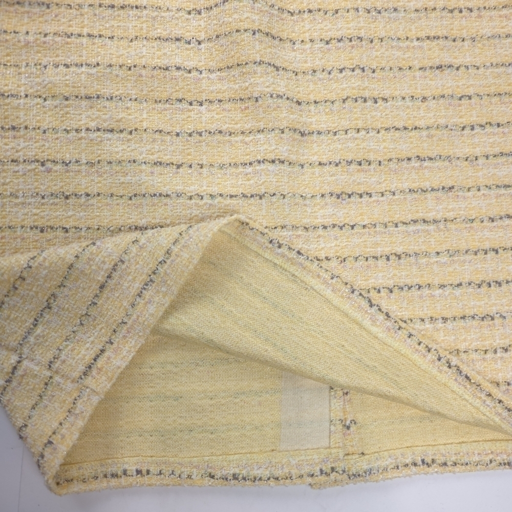 Amanda Charles Tweed Elegant Yellow Striped Skirt Sz L - Picture 8 of 9